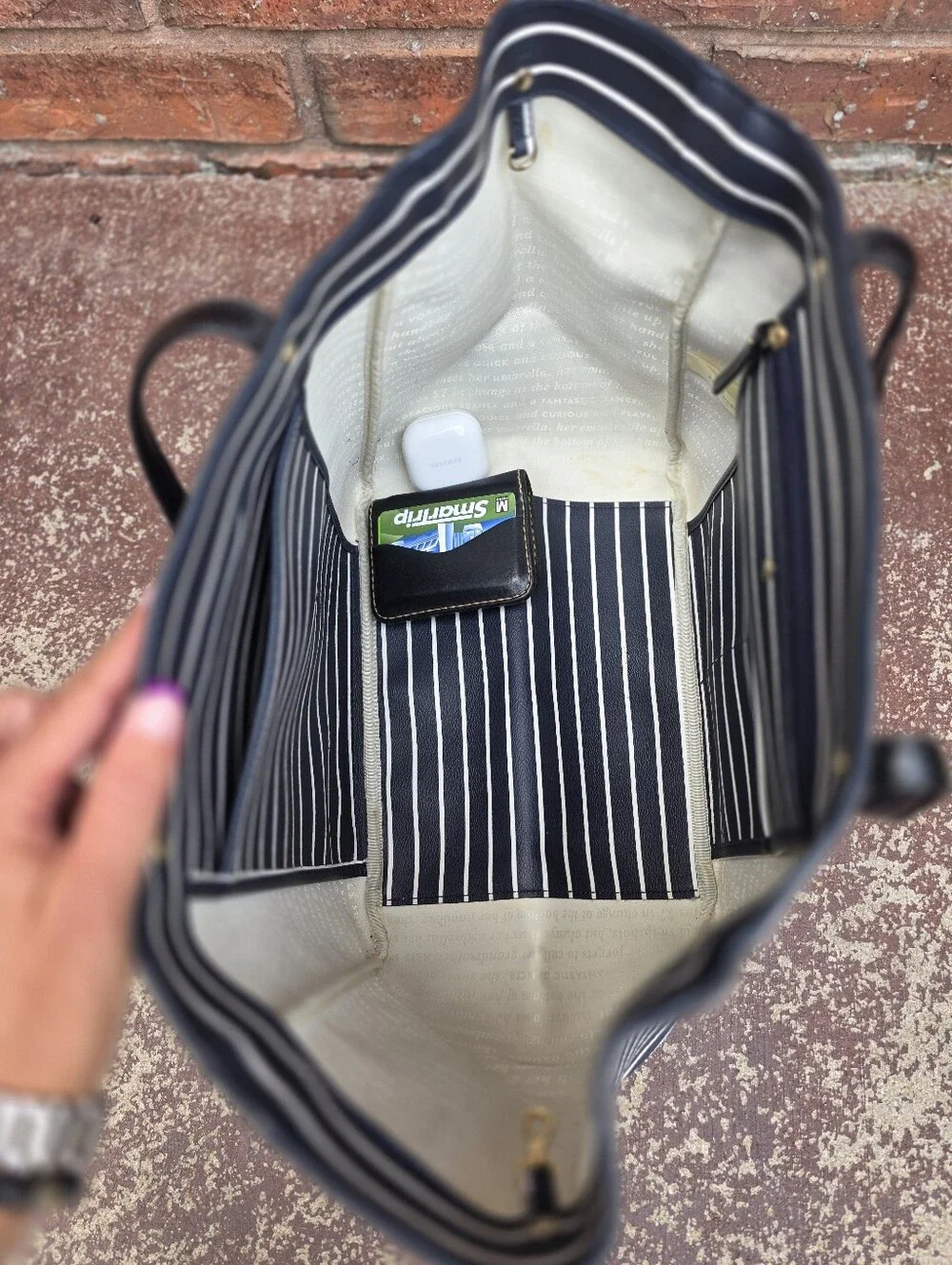 Kate Spade Navy and White Striped Tote